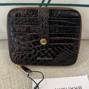 🤎COCOA MELBOURNE BRAHIN Square Travel Zip Wallet ~ NWT and REGISTRATION CARD
